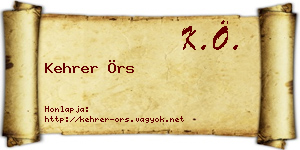 Kehrer Örs névjegykártya
